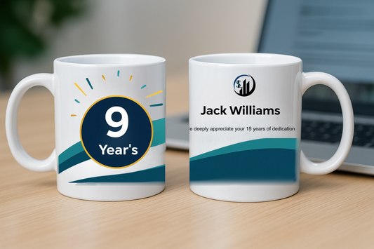 Custom Employee Milestone Mug – Personalised with Logo, Name & Years of Service (NZ) - All Custom