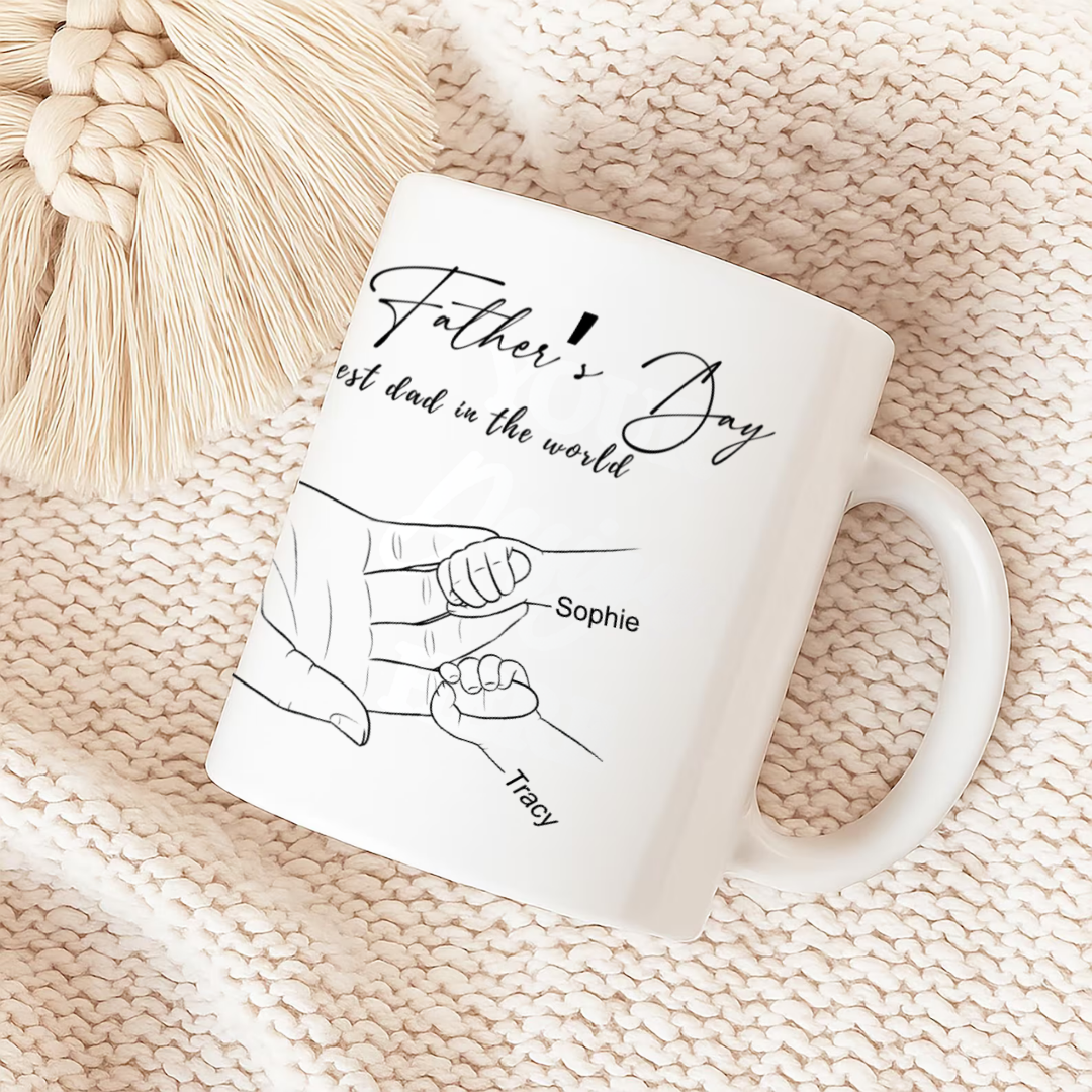 Personalised Dad & Kids Hands Print & Mug