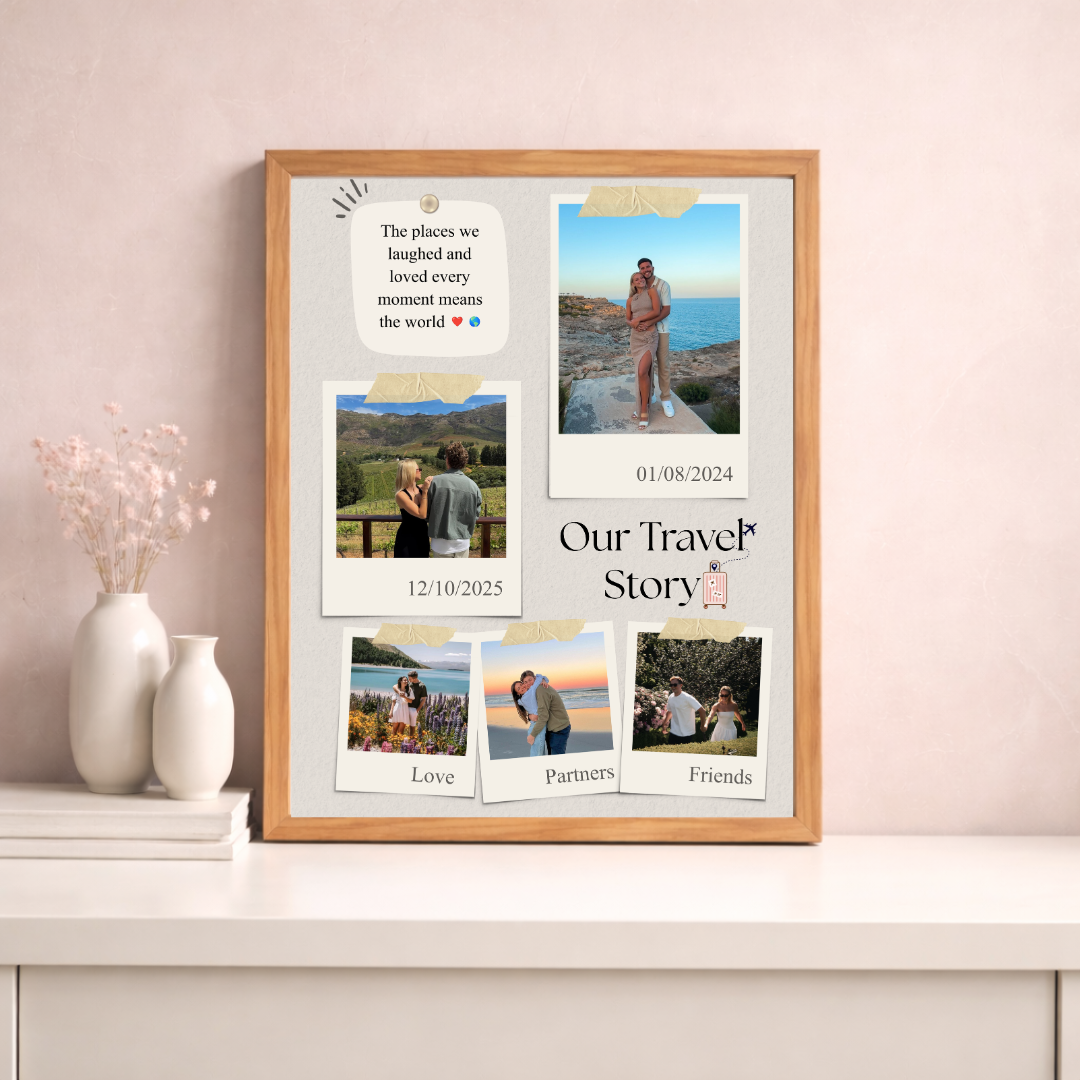Personalised Travel Scrapbook Poster | Custom Story with Notes