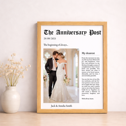 Personalised Anniversary Newspaper Poster