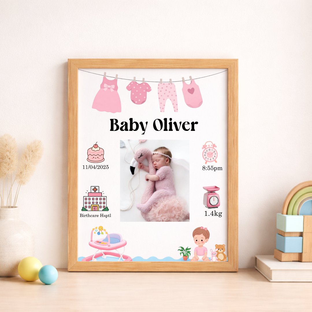 Personalised Baby Birth Details Poster | Custom Newborn Keepsake
