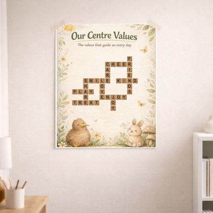 Values Crossword Poster For Learning Centers