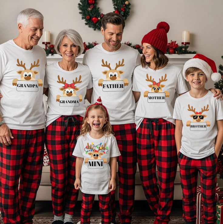Personalised Christmas Family T-Shirts – Custom Name Matching Tees