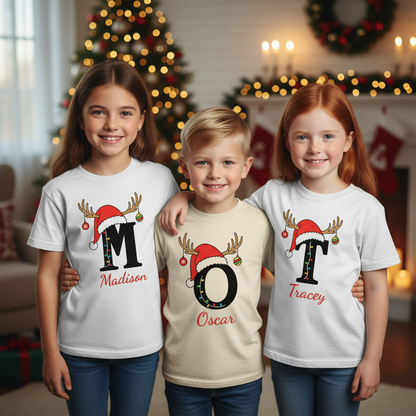 Personalised Christmas T-Shirt – Custom Name & Initial