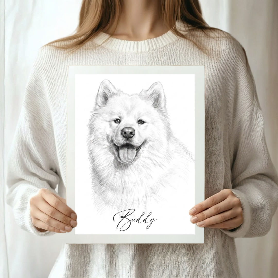 Pet Portrait — Hand-Drawn Style, From Your Photo