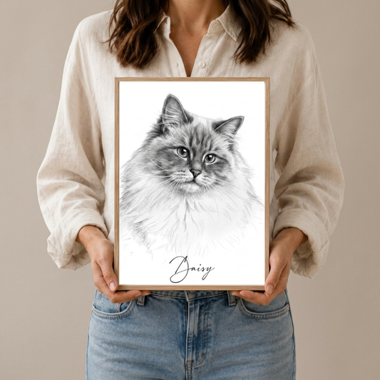 Pet Portrait — Hand-Drawn Style, From Your Photo