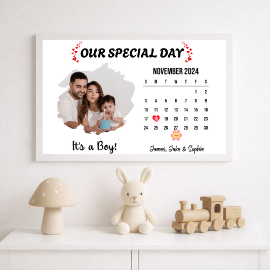 Personalised Special Day Calendar Poster – A3 Landscape | Custom Photo, Date & Symbol