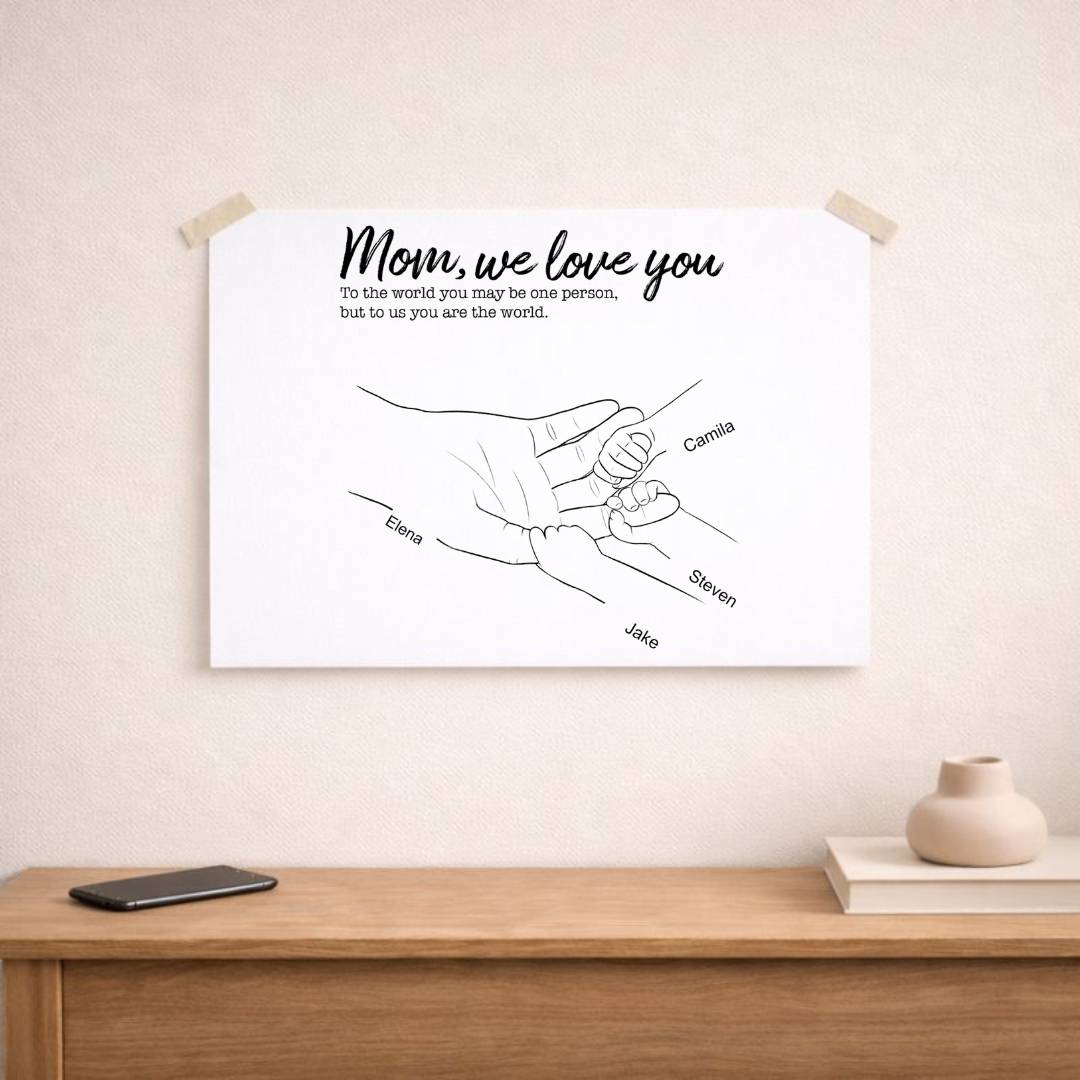 Personalised Mum Hands Poster (A3)