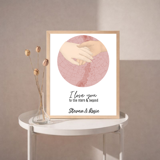 Personalised Hand-in-Hand Star Map Poster
