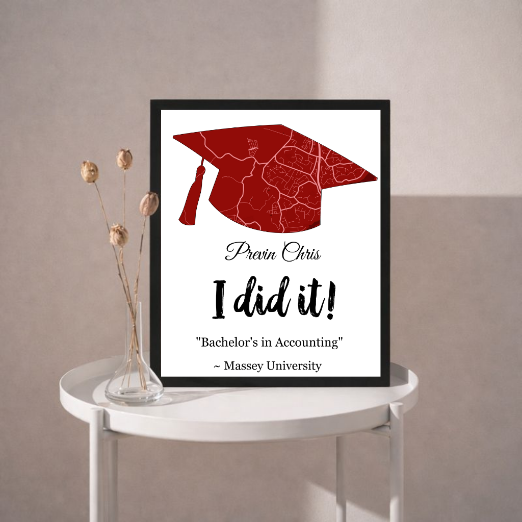 Personalized Graduation Achievement Poster | Custom Map Cap Print
