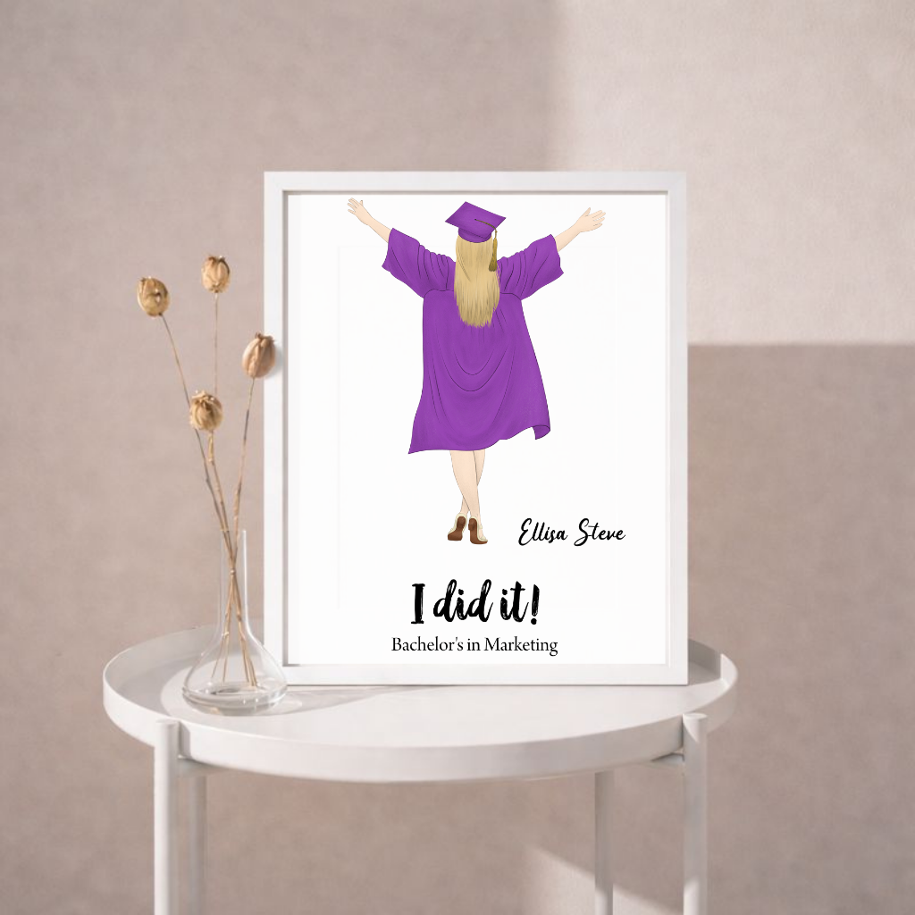 Personalised Graduation Portrait Poster | Custom Graduate Illustration
