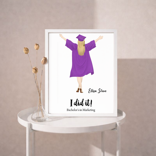 Personalised Graduation Portrait Poster | Custom Graduate Illustration