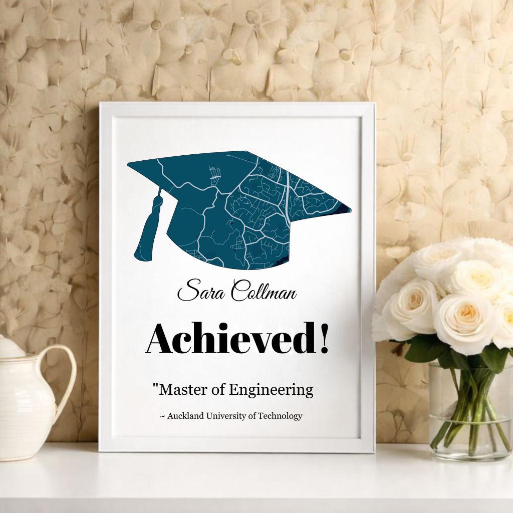 Personalized Graduation Achievement Poster | Custom Map Cap Print