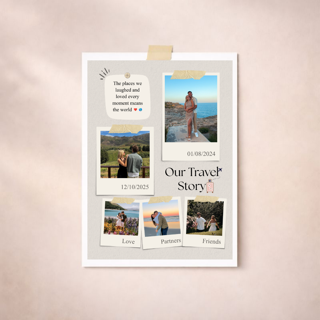 Personalised Travel Scrapbook Poster | Custom Story with Notes