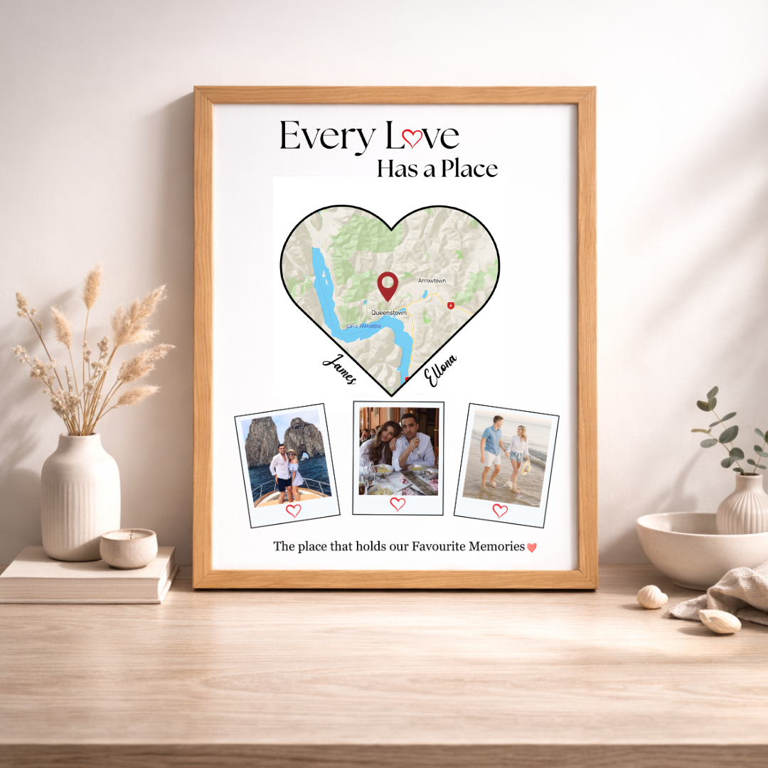 Personalised Heart Map Photo Poster