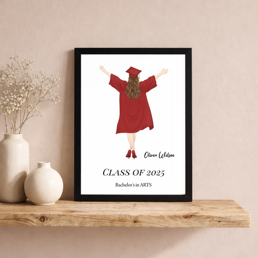 Personalised Graduation Portrait Poster | Custom Graduate Illustration