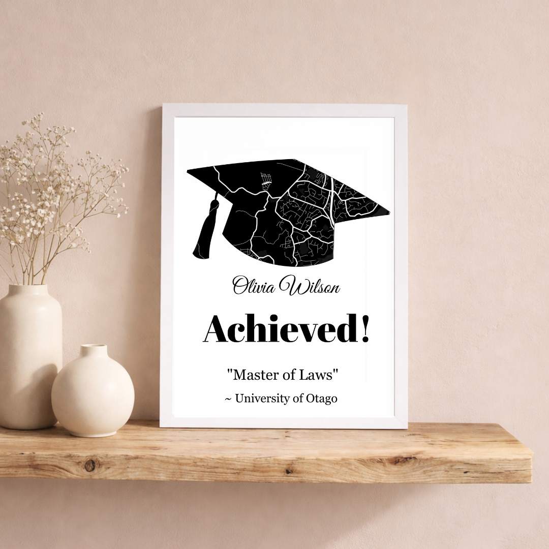 Personalized Graduation Achievement Poster | Custom Map Cap Print