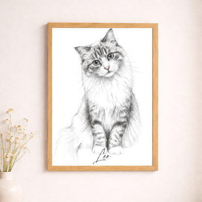 Pet Portrait — Hand-Drawn Style, From Your Photo