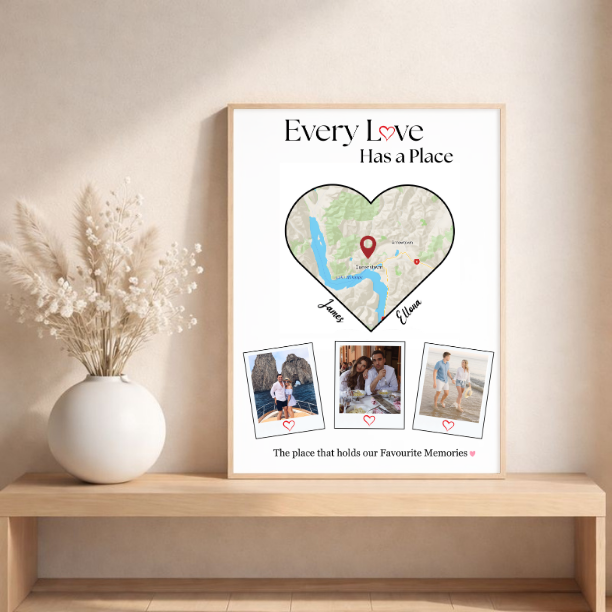 Personalised Heart Map Photo Poster