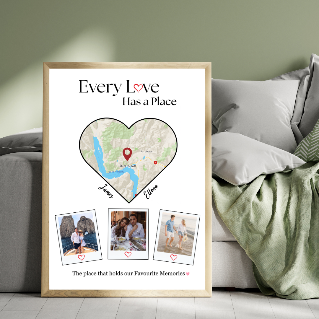 Personalised Heart Map Photo Poster