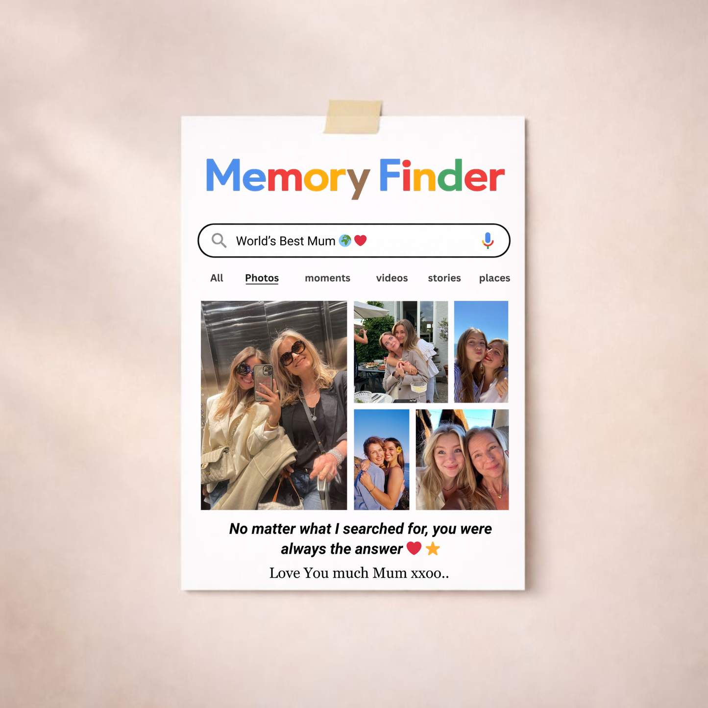 Personalised Memory Finder Photo Poster